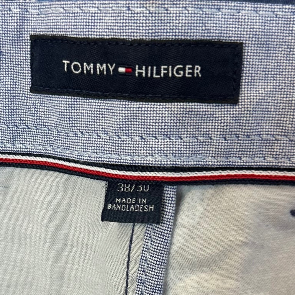 Tommy Hilfiger Chino Pants Mens 38x30 Blue Excellent Tropical Leaf Print Stretch - Picture 6 of 8